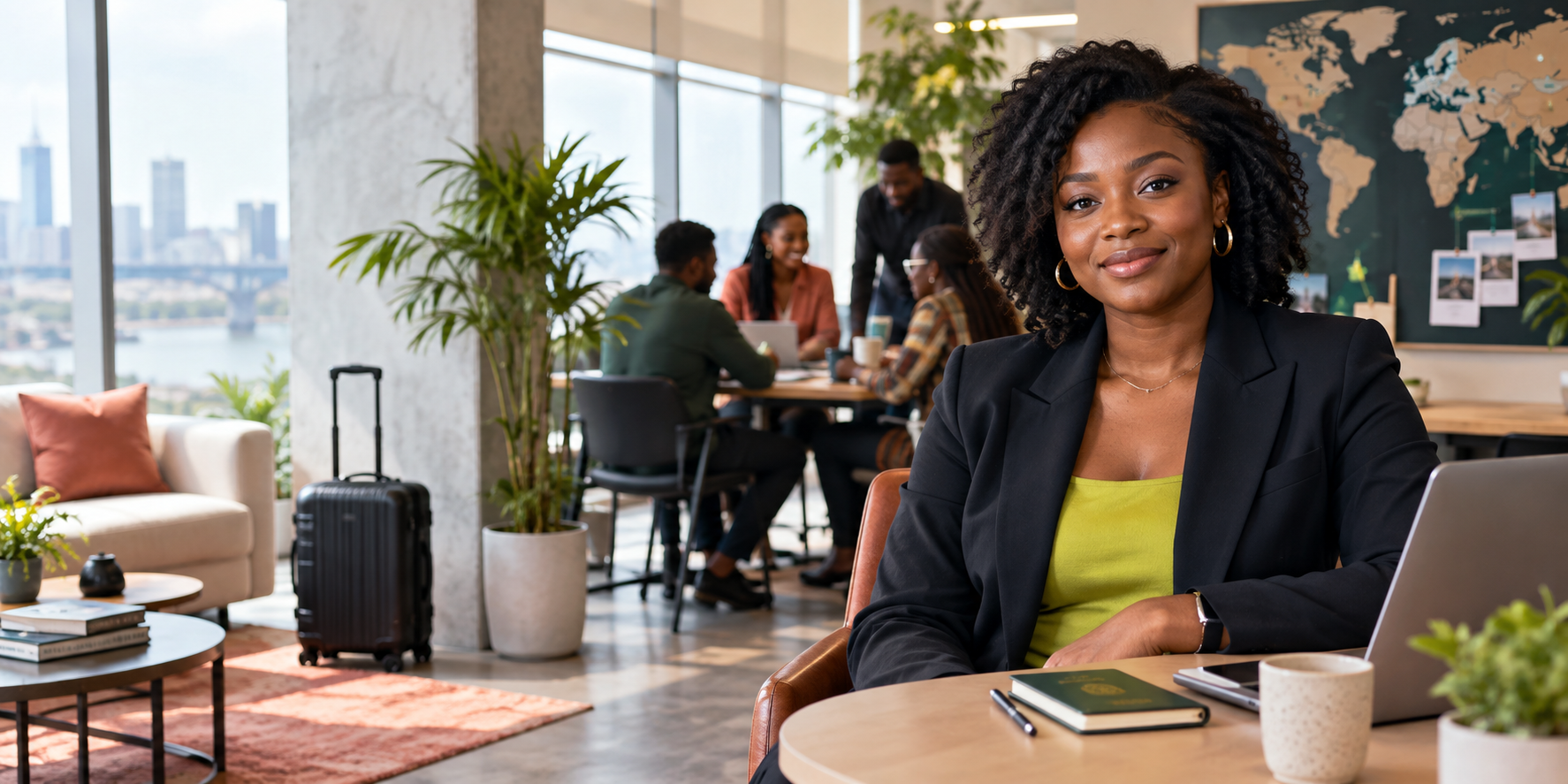 A Black African product leader in a bright technology office